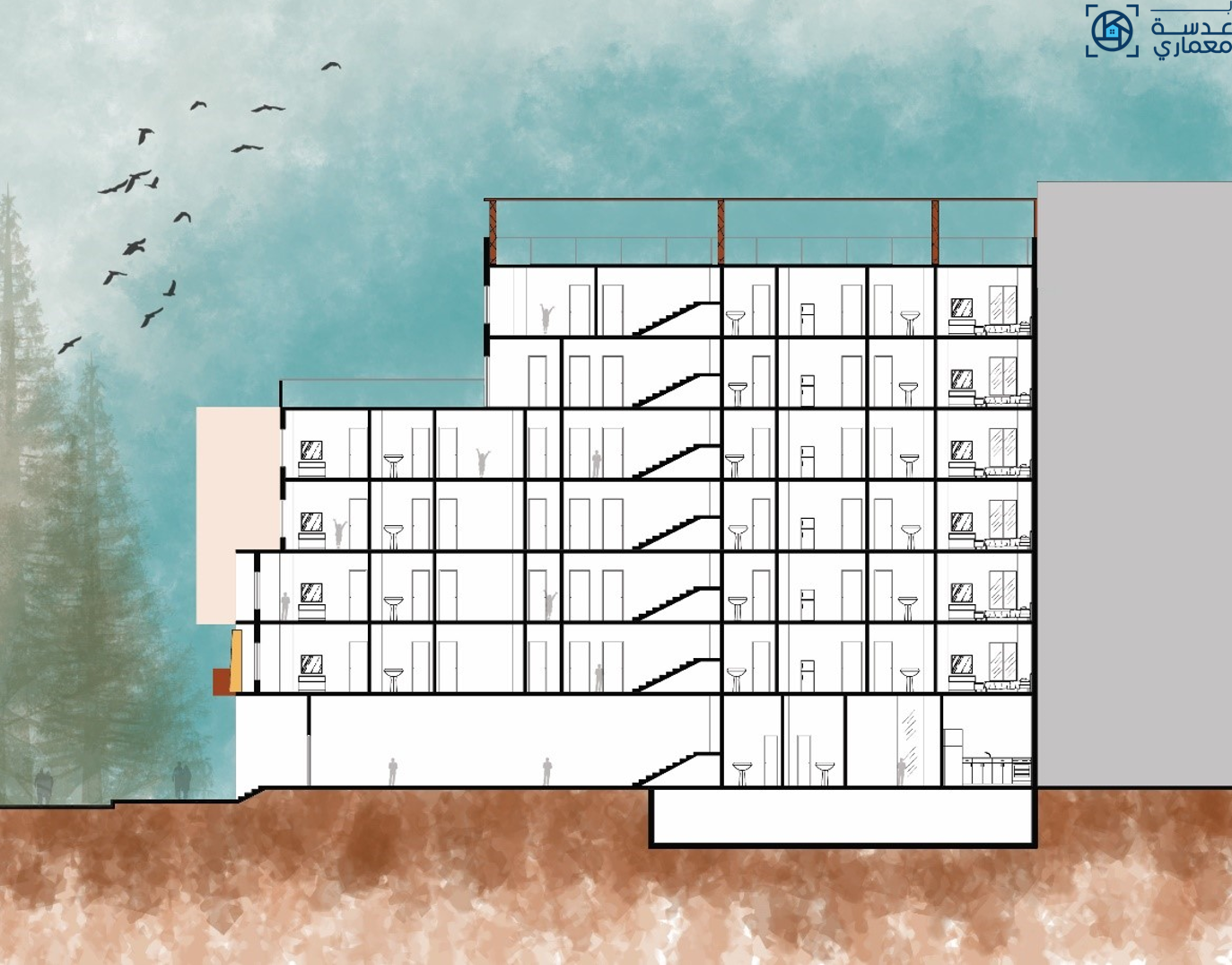 مشروع تصميم عمارة سكنية قطاع ب-ب