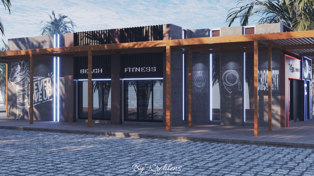 تصميم واجهة صالة فتنس وكروسفيت