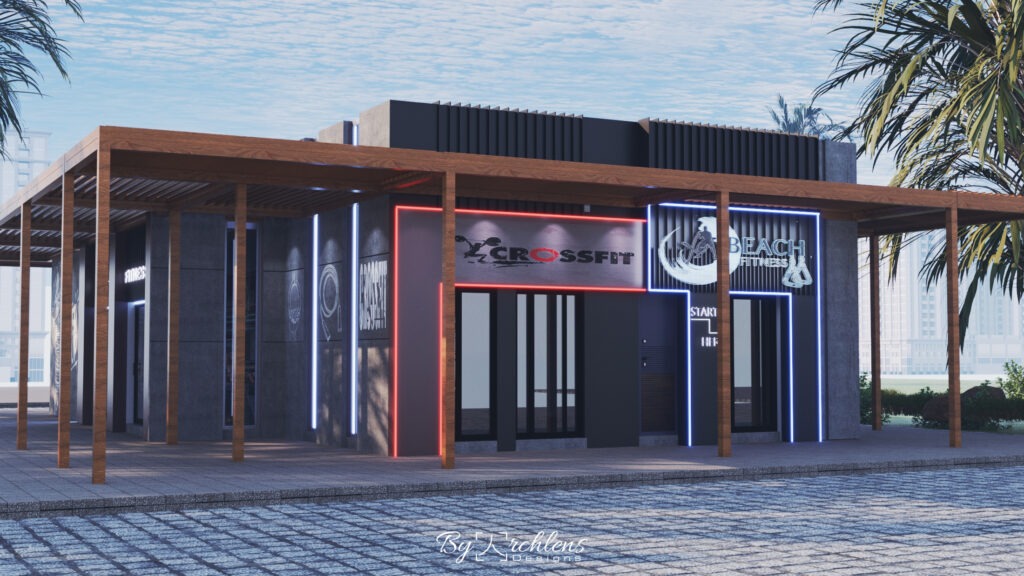 تصميم واجهة صالة فتنس وكروسفيت